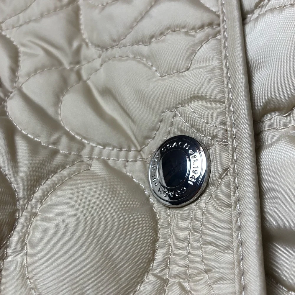 COACH Quilted C Logo Mock Neck Button Front Fisherman Chore Barn Puffer Jacket L